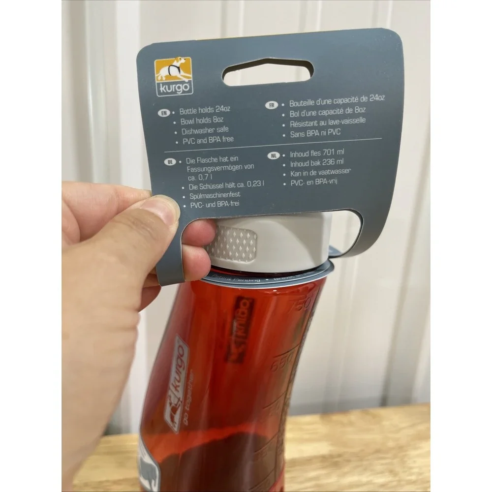Kurgo Gourd H2O Travel Water Bottle and Bowl Red Pet Food Treat